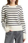 FRAME STRIPE CASHMERE CREWNECK SWEATER