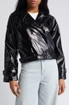 NOISY MAY NEAL PATENT FAUX LEATHER MOTO JACKET
