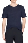 SANDRO CLASH LINEN CREWNECK T-SHIRT