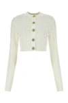 Balmain Cropped Cardigan With Jewel Buttons In White