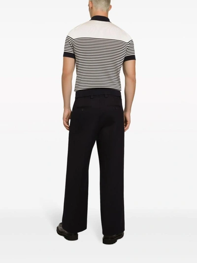 Dolce & Gabbana Dg Patch Striped Knitted Polo Shirt In Multi