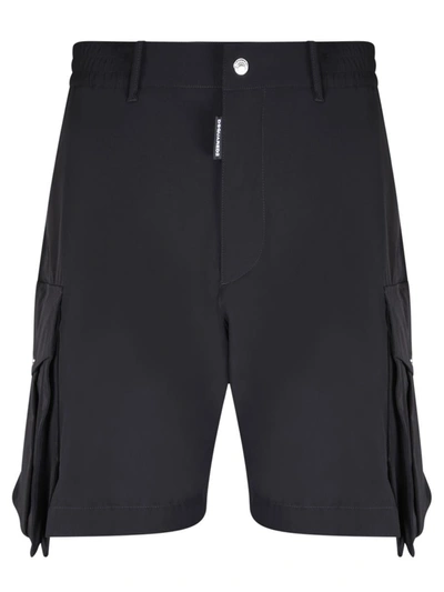 Dsquared2 Slogan-print Elasticated-waist Shorts In Black