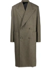 Givenchy Double-breasted Herringbone Wool Coat In Kaki