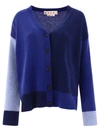 Marni Asymmetrical Length Cashmere Knit Cardigan In Blue