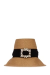 Roger Vivier Embellished Wide Brim Hat With Contrast Band In Cremachiaro