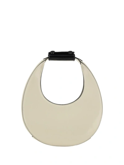 Staud Moon Mini Leather Tote In Cream/black