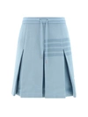 Thom Browne Knitted 4-bar Pleated Skirt In Blue