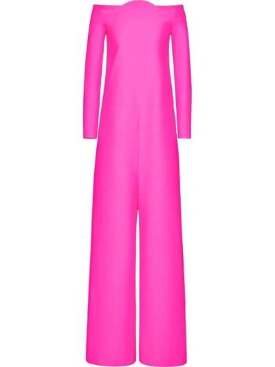 Valentino Wool And Silk Blend Jumpsuit In Fuchsia