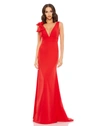 Mac Duggal Sleeveless V Neck Bow Detail Mermaid Gown In Royal Blue