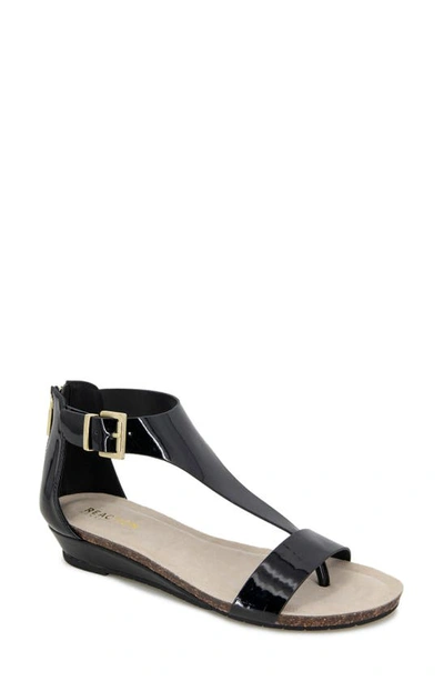 Reaction Kenneth Cole Great Gal Ankle Strap Sandal In Black Patent