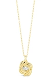 Sterling Forever Mireille Cz Rose Pendant Necklace In Gold