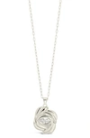 Sterling Forever Mireille Cz Rose Pendant Necklace In Silver
