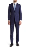 Cavalli Class Two Button Peak Lapel Slim Fit Wool Suit In Blue