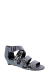 Ros Hommerson Voluptuous Strappy Wedge Sandal In Pewter Leather