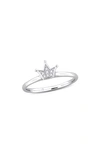 Delmar Sterling Silver Lab Created White Sapphire Crown Ring In Silver