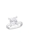Delmar Sterling Silver Princess Cut Lab Created Moissanite Ring In Silver