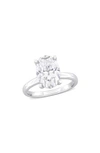 Delmar Sterling Silver Oval Lab Created Moissanite Ring In Silver