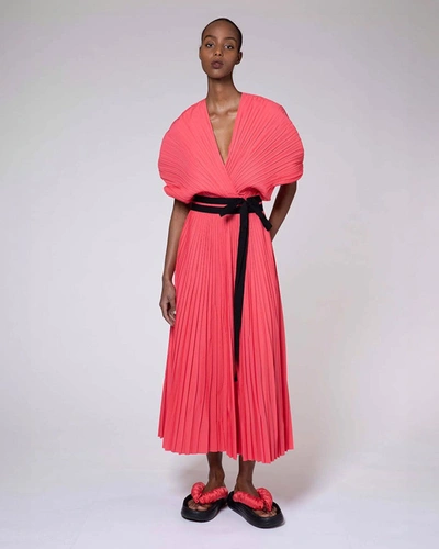 Roksanda Pleated Benedita Midi Dress In Pink