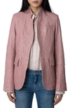 Zadig & Voltaire Very Crinkled Leather Blazer In Primerose