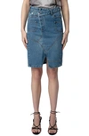 Zadig & Voltaire Jinko Asymmetric Denim Skirt In Light Blue