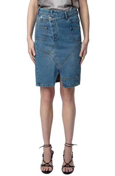 Zadig & Voltaire Jinko Asymmetric Denim Skirt In Blue