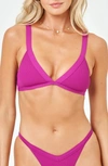 L*space Farrah Ribbed Bikini Top In Berry