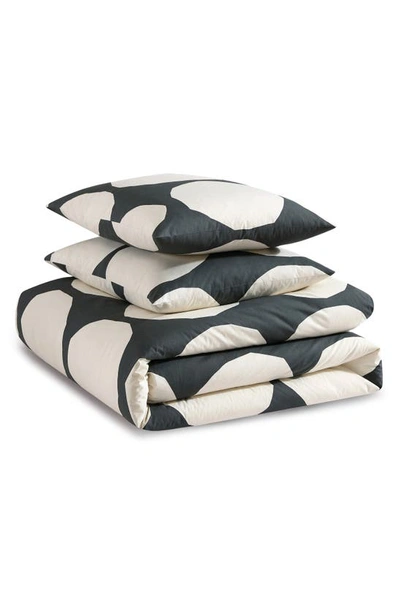 Marimekko Kivet Grey Cotton Duvet Cover Set, Full/queen In Charcoal Grey