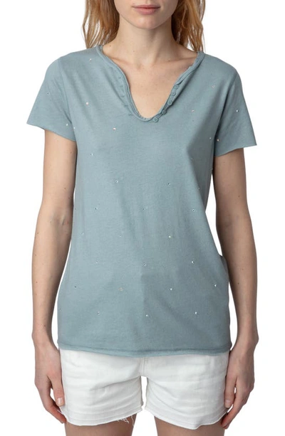 Zadig & Voltaire Tunisien Strass Dots T-shirt In Glacier