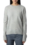 Zadig & Voltaire Cici Star Patch Cashmere Sweater In Gris Chine Clair