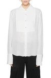 REBECCA MINKOFF OPHELIA TIE NECK LONG SLEEVE BUTTON-UP TOP