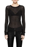 REBECCA MINKOFF ABBEY RIB SEMISHEER SWEATER