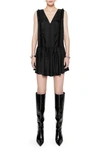Rebecca Minkoff Valerie Lace Trim Sleeveless Silk Blend Minidress In True Black