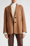 Max Mara Single-breasted Wool Casual Jacket In Caramel