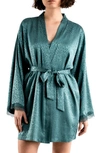 In Bloom By Jonquil Beatrice Lace Trim Jacquard Robe In Silver Pine