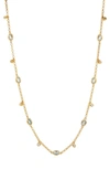 Savvy Cie Jewels Aquamarine Station Chain Necklace In Yellow