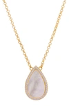 SAVVY CIE JEWELS MOTHER OF PEARL DROP PENDANT NECKLACE