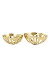Vivian Lune Home Set Of Two Gold Aluminium Decorative Bowls In Gold