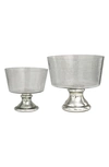 VIVIAN LUNE HOME SET OF 2 SILVER GLASS DECORATIVE BOWLS