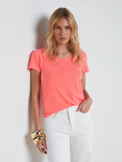 L Agence Cory Cotton Scoopneck Tee In Neon Coral