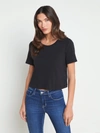 L Agence Donna Cotton Cropped Tee In Black