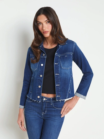 L Agence Janelle Raw-cut Denim Jacket In Gardena