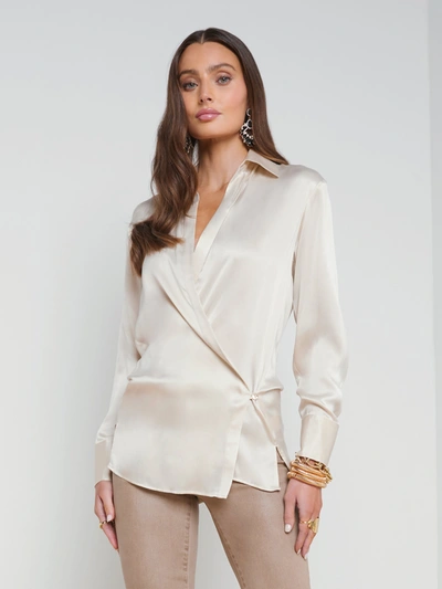L Agence Sora Wrap-front Blouse In Champagne