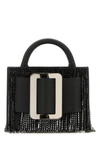 Boyy Black Leather Bobby 18 Crystal Flapper Handbag In Black