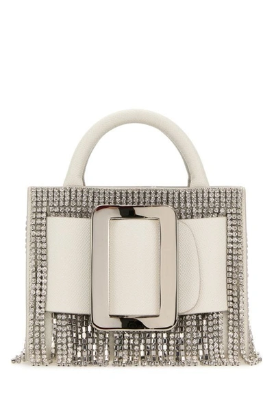 Boyy Bobby 18 Crystal Leather Top-handle Bag In White