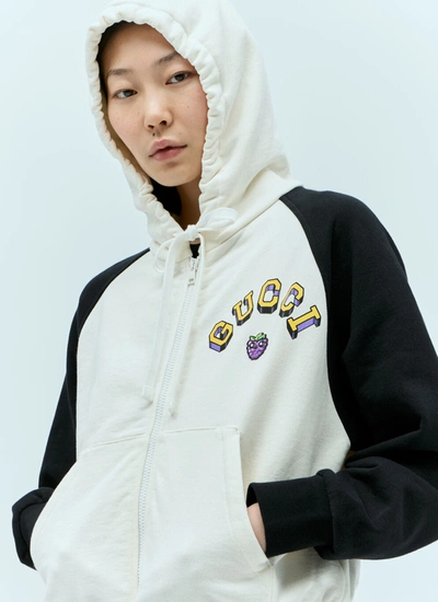 Gucci Women Logo Applique Hooded Sweatshirt In White