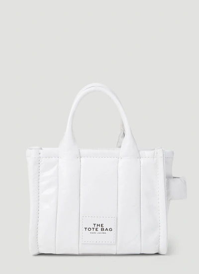 Marc Jacobs Women Shiny Crinkle Micro Tote Bag In White