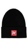 PALM ANGELS PALM ANGELS MAN BLACK WOOL AND ACRYLIC BEANIE HAT