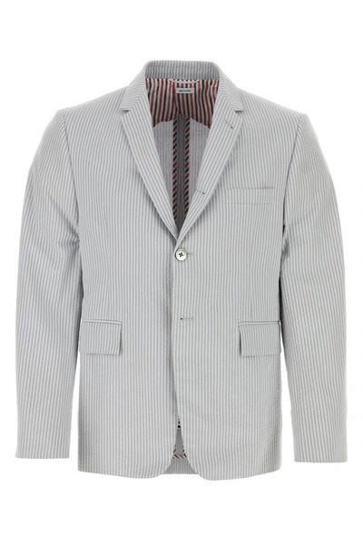 Thom Browne Man Embroidered Cotton Blazer In Multicolor