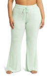 Bp. Cozy Rib Oversize Pajama Top In Green Screen