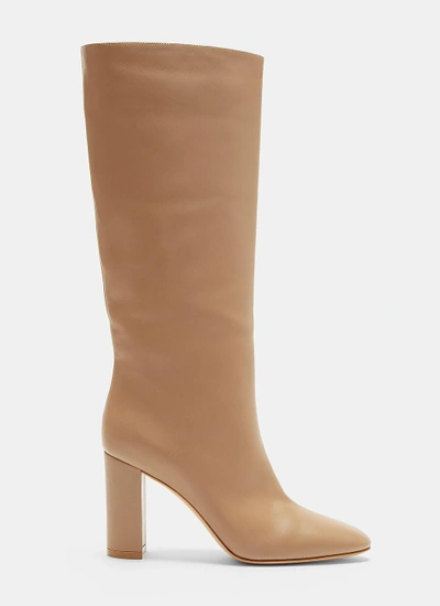 Gianvito Rossi Laura 85 Calf Length Boots In Beige